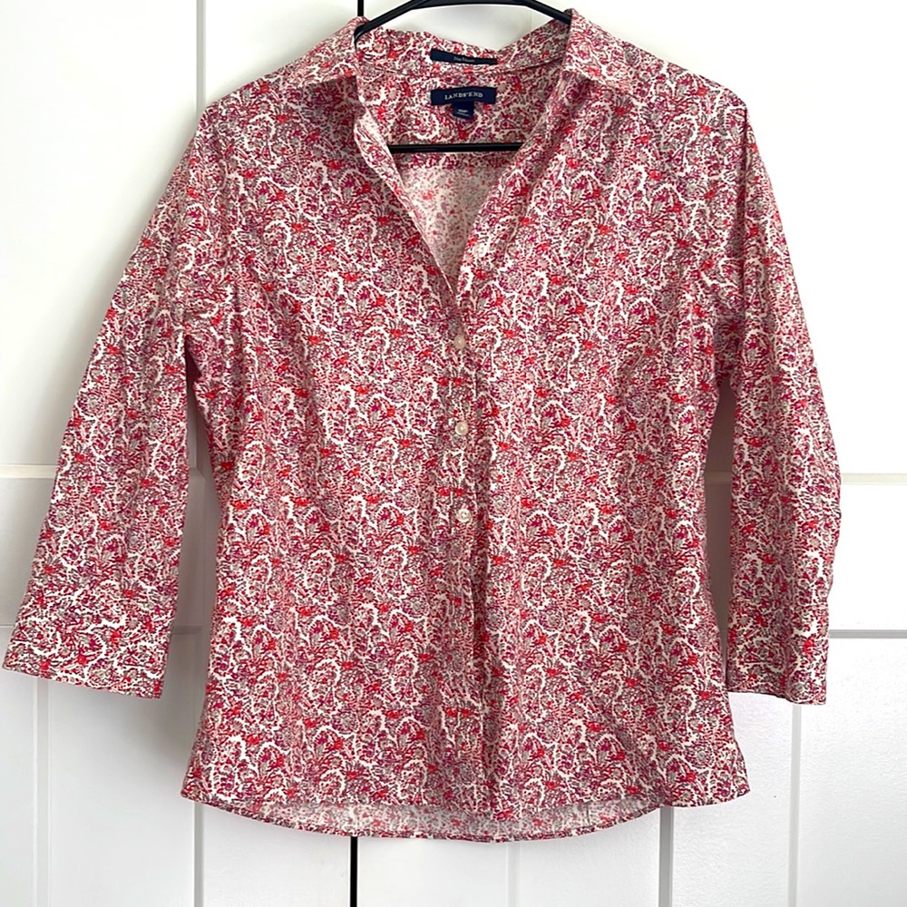 Land’s End No Iron Button Down | Cotton | Floral | 10P